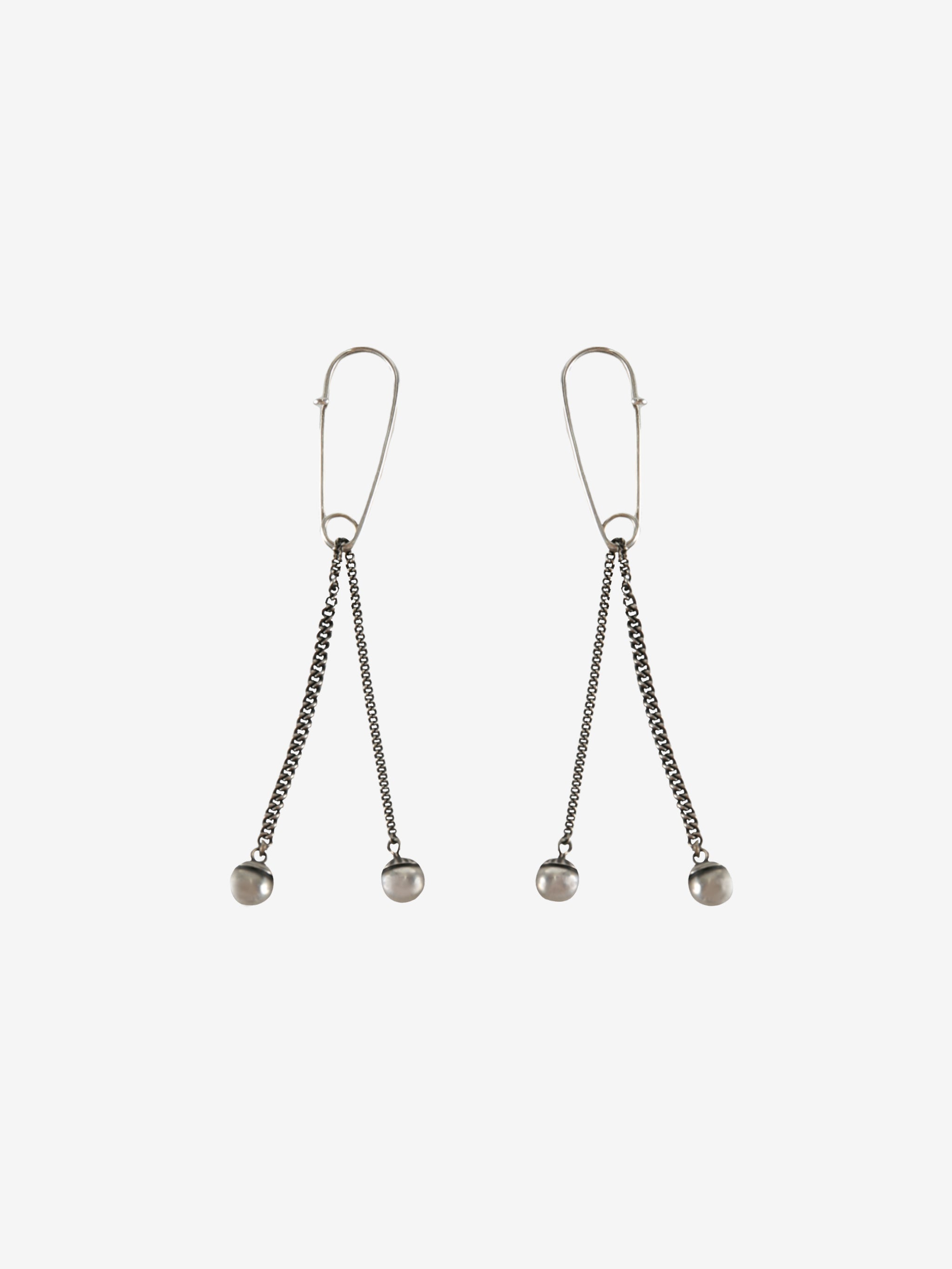 Silver earrings, front view