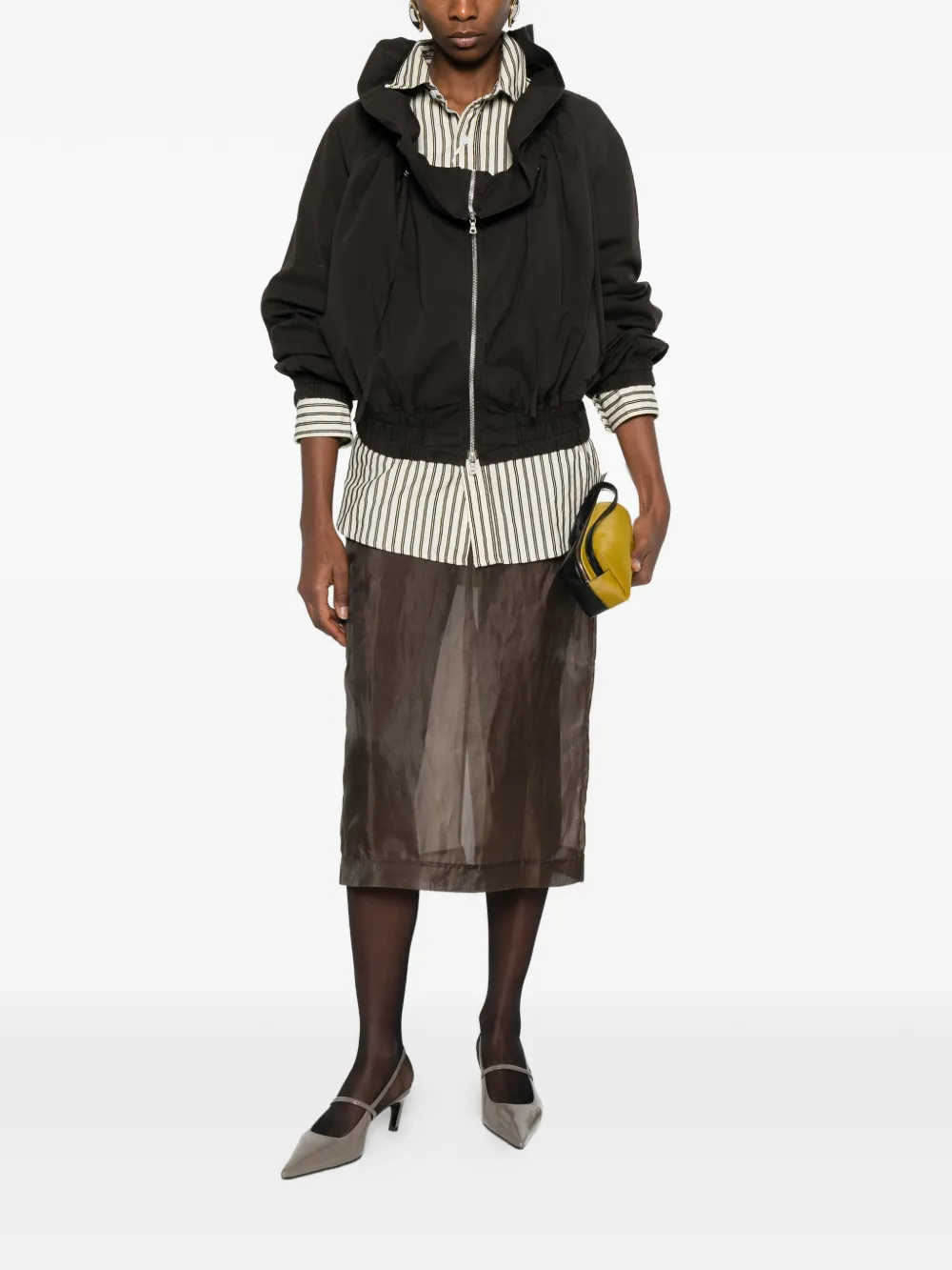 Brown jacket, full body view