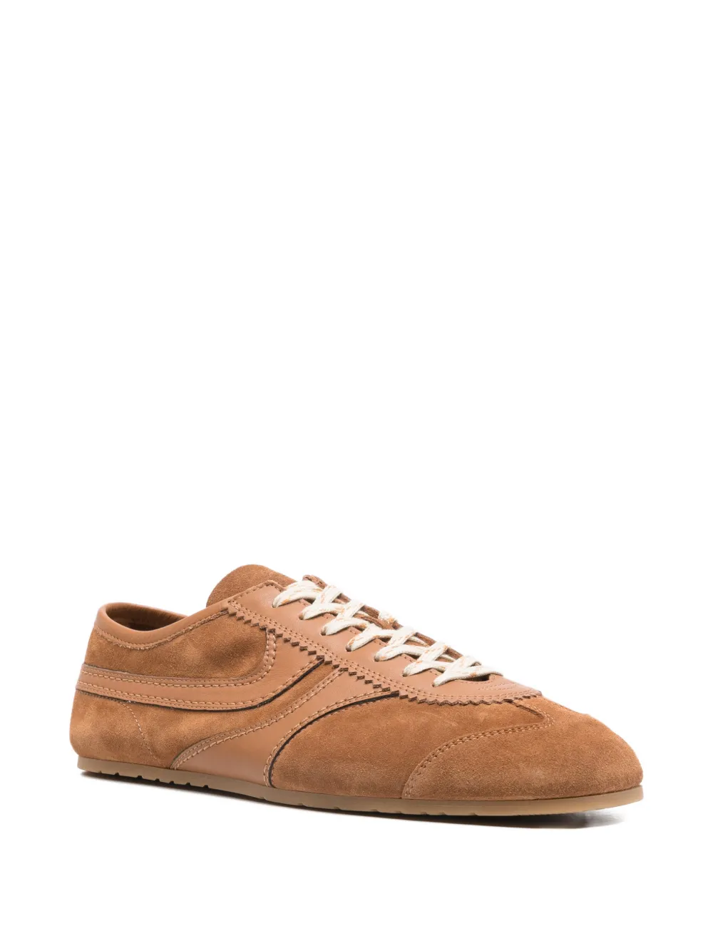 Tan shoes, side view