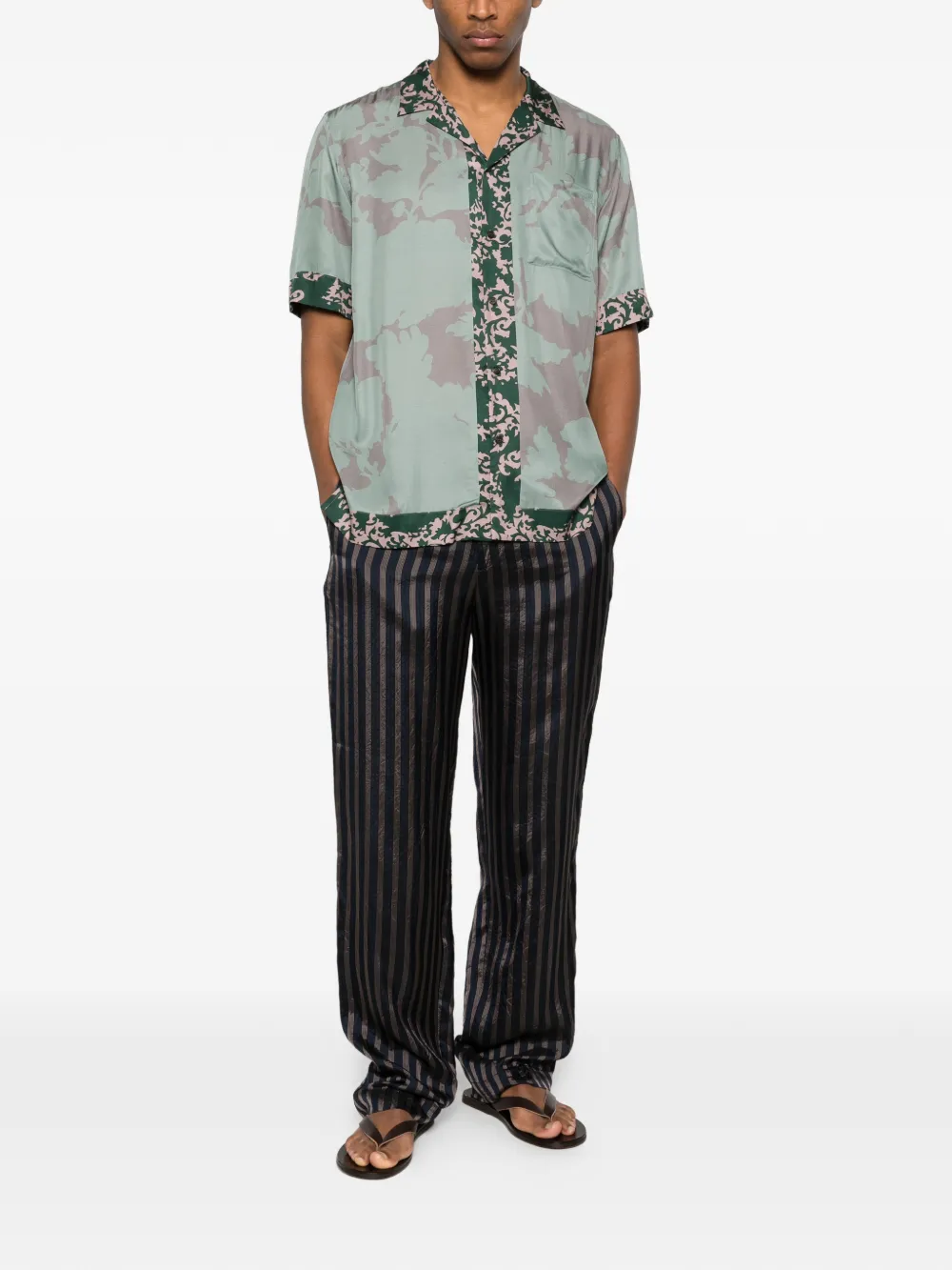 Navy pants, full body view